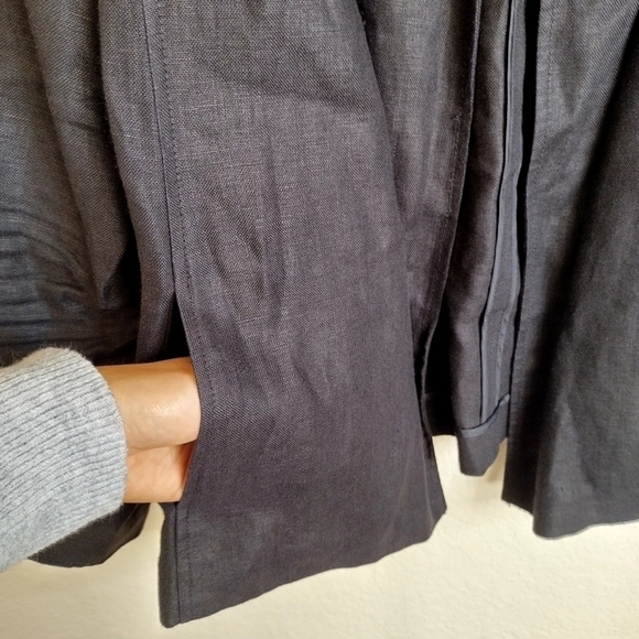 Talbots open pure Irish linen blazer black sz Xl - Picture 5 of 9